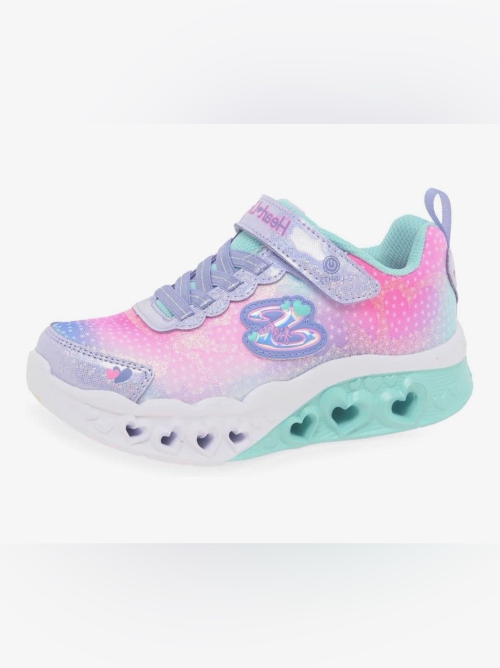 Skechers Girls Heart Light-Up Sneakers - Pink, Purple & Aqua